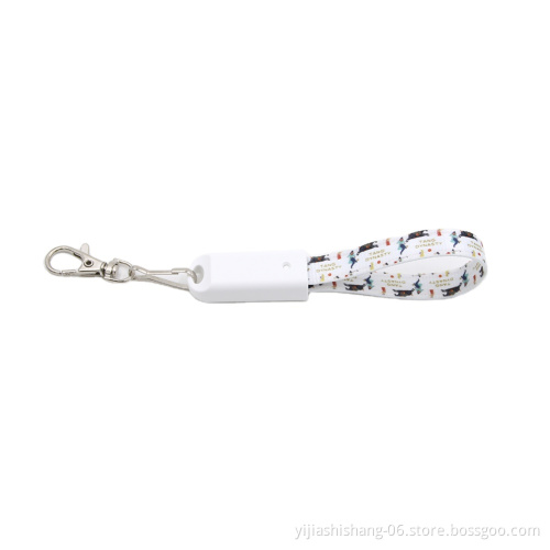Yijiashishang Keychain 3 in 1 Usb Charging Cable Short Lanyard for iPhone Samsung Android All Smartphones
